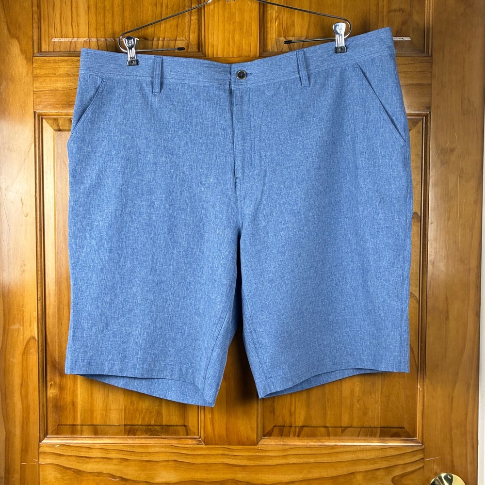 Coolkeep Stretch Performance Mens Blue Heathered Shorts Sz 42 Golf Activewear